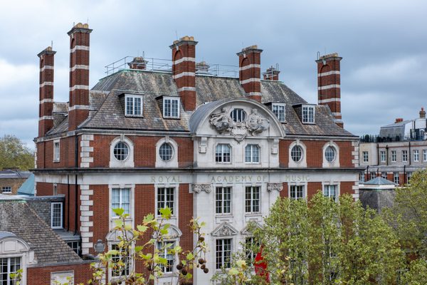 The front exterior of the Royal Academy of Music, taken from a high vantage point.
