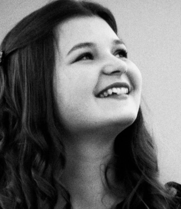 Khrystyna Mykhailichenko Black and white head closeup