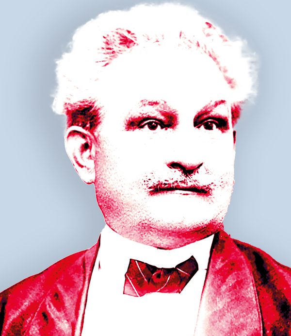 Two-tone illustrative portrait of Leos Janaceck