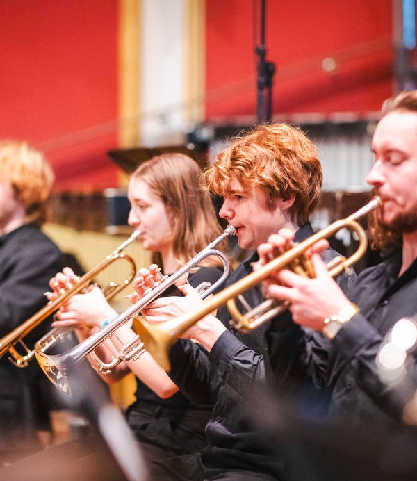 A brass ensemble in concert.