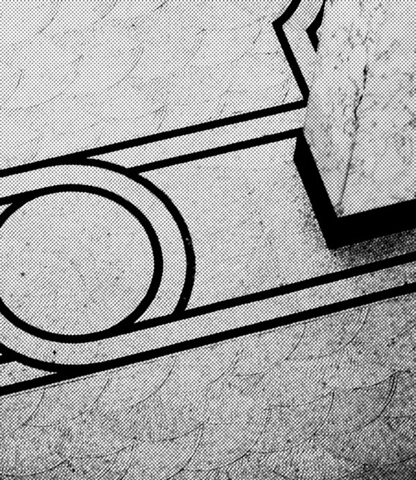 detail of the floor tiling in black and white