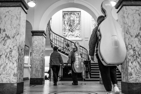 Students in the Academy's entranceway.
