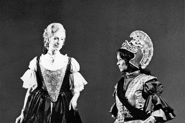 Felicity Lott as Rosmene and Judith Jeffrey as Tirintius in Handel’s Imeneo