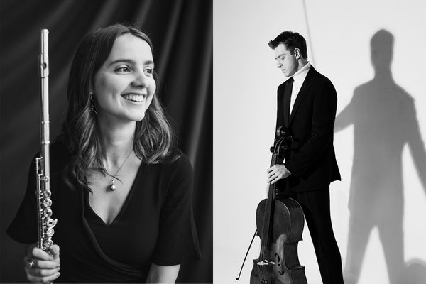 Black and white portraits of Sofia Patterson Gutierrez and Ivan Sedentsky