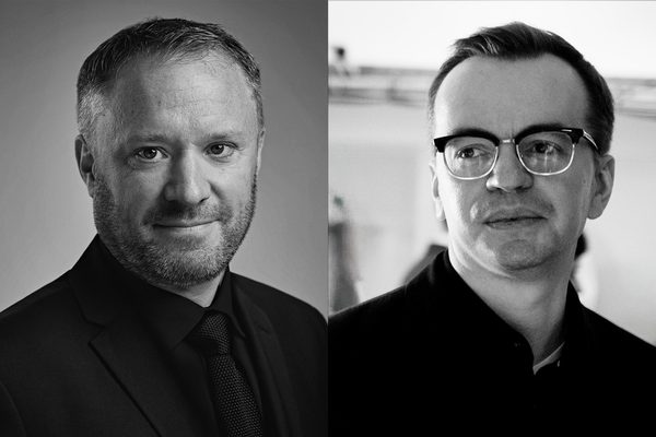 Two images side-by-side: a headshot of Colin Currie and a headshot of Gareth Coker
