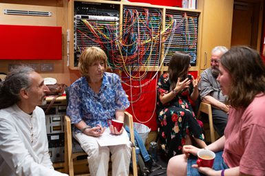 Academy Jazz department members in discussion at the Abbey Road recording studios