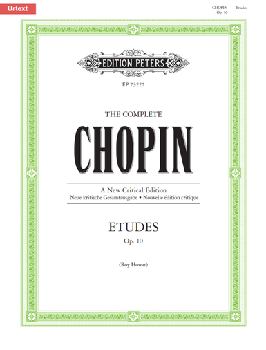 Title text for Roy Howat's 'Fryderyk Chopin, 12 Etudes, Op. 10' within a green border