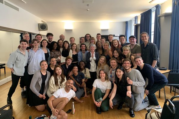 Imelda Staunton poses with musical theatre students during masterclass