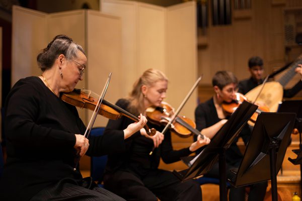 Margaret Faultless rehearsing Purcell's The Fairy Queen with Historical Performance students
