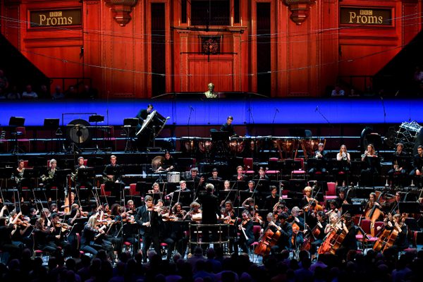 A large orchestra at the Royal Albert Hall
