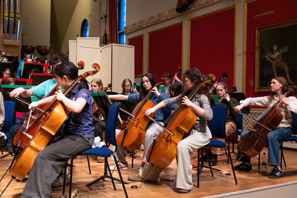 Junior Academy Symphony Orchestra in rehearsal in the Duke's Hall.