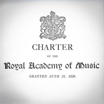 Fronte cover of the Royal Charter of the Royal Academy of Music.
