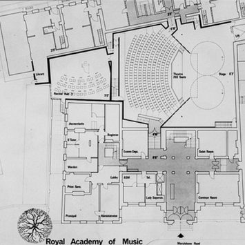 Architectural blueprints for the Sir Jack Lyons Theatre.