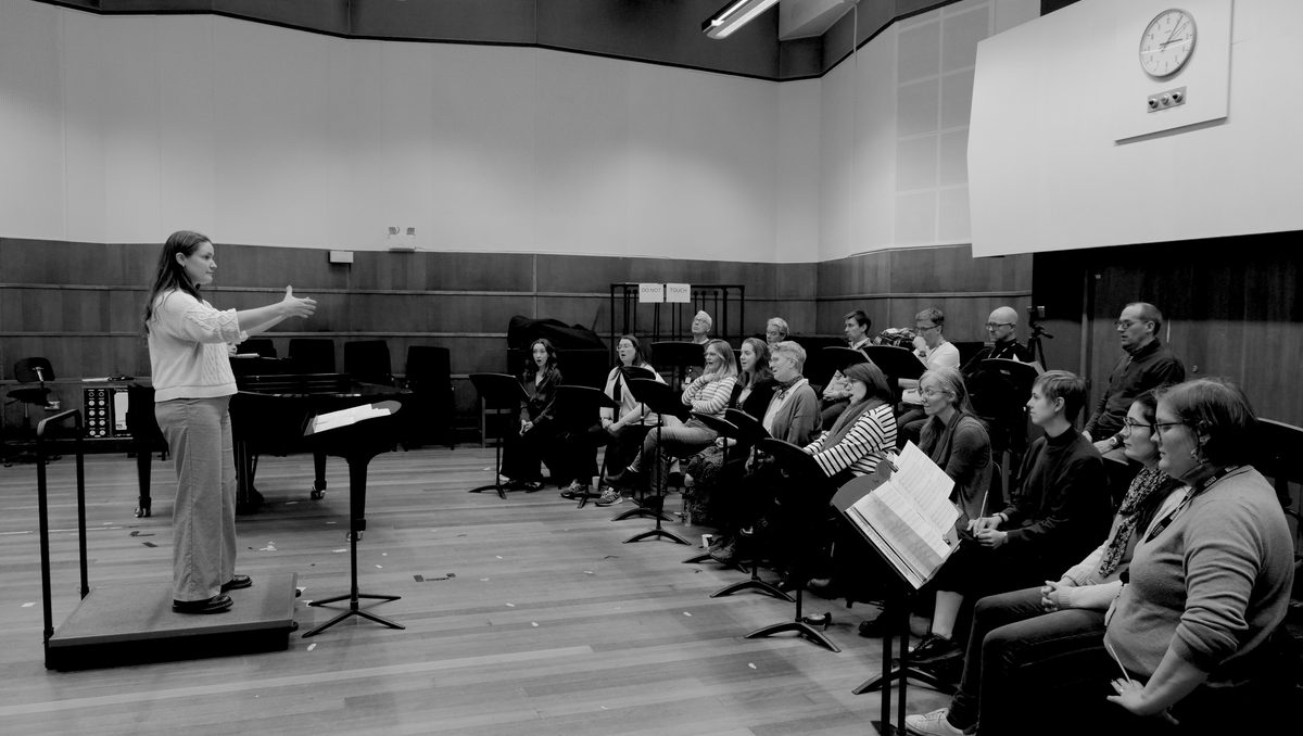 A student conducts the BBC singers in Maida Vale.