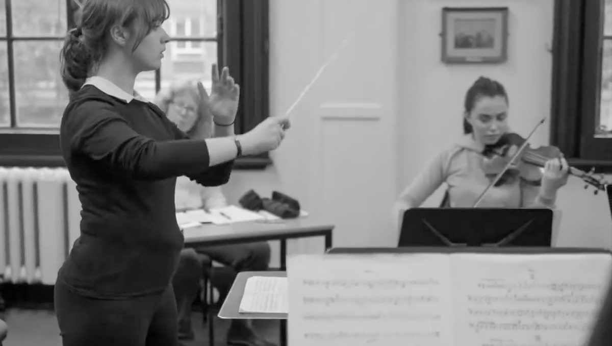 A student in a conducting class.