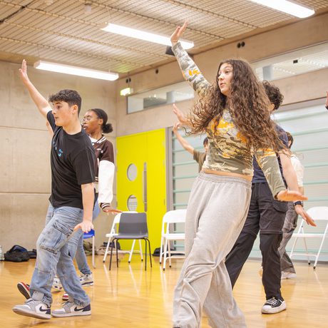 Musical Theatre students rehearsing a dance sequence.