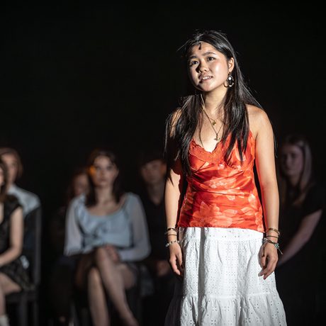 A musical theatre student performs a solo.