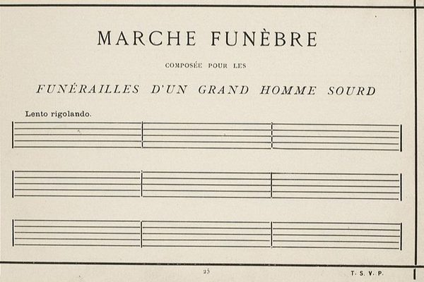 A blank music manuscript with the title 'Marche Funebre'.