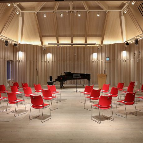 The Angela Burgess Recital Hall, empty.