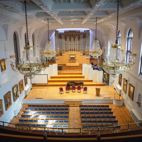 The Duke's Hall auditorium, empty.