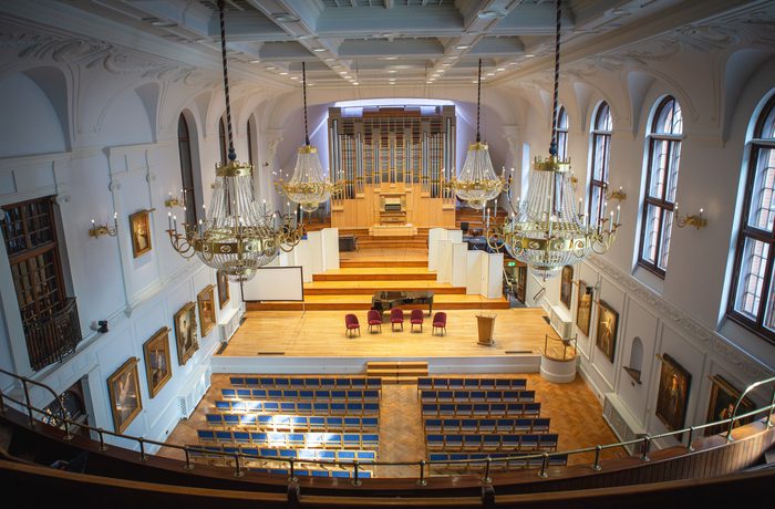 The Duke's Hall auditorium, empty.