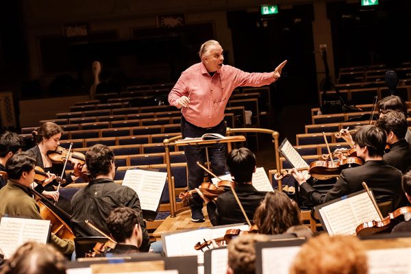 Sir Mark Elder in rehearsal with the Academy Symphony Orchestra.