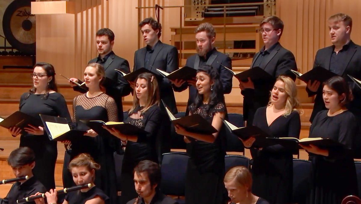 Academy students perform JS Bachs St Matthew Passion directed by Trevor Pinnock.