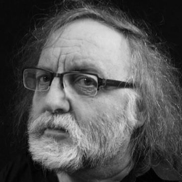 Portrait of Brian Ferneyhough looking to camera.