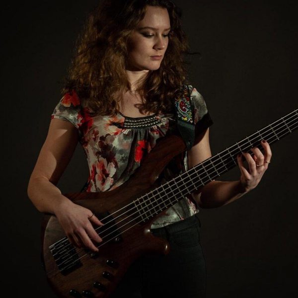 Flo Moore playing the double bass