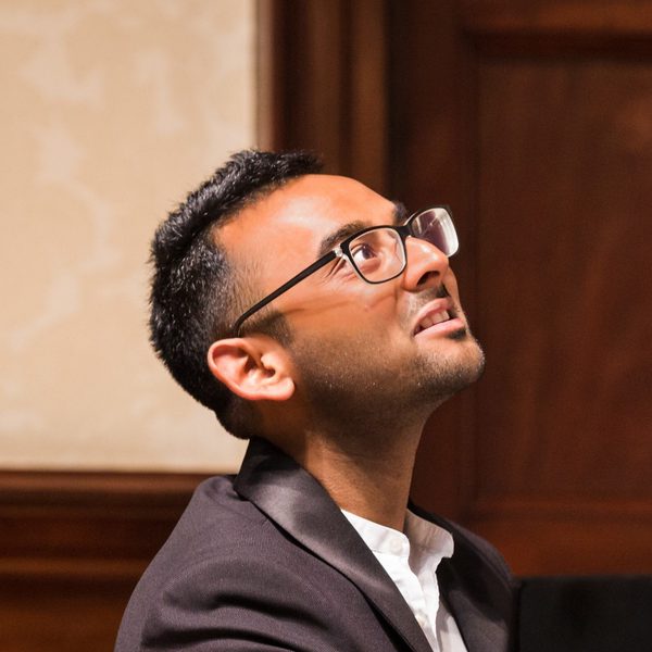 Keval Shah looking upwards.