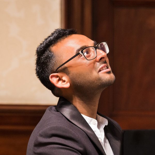 Keval Shah looking upwards.