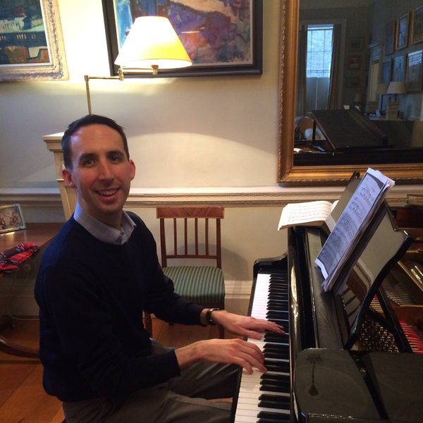Timothy End plays a piano.